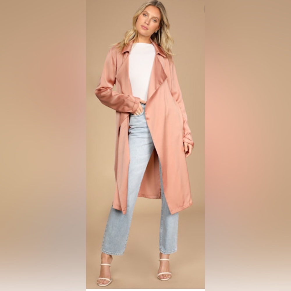Fashion Nova Pink Notched Collar Trench Coat